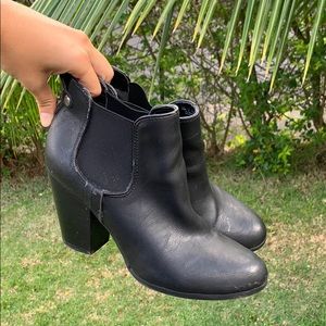 Black Leather Ankle Booties